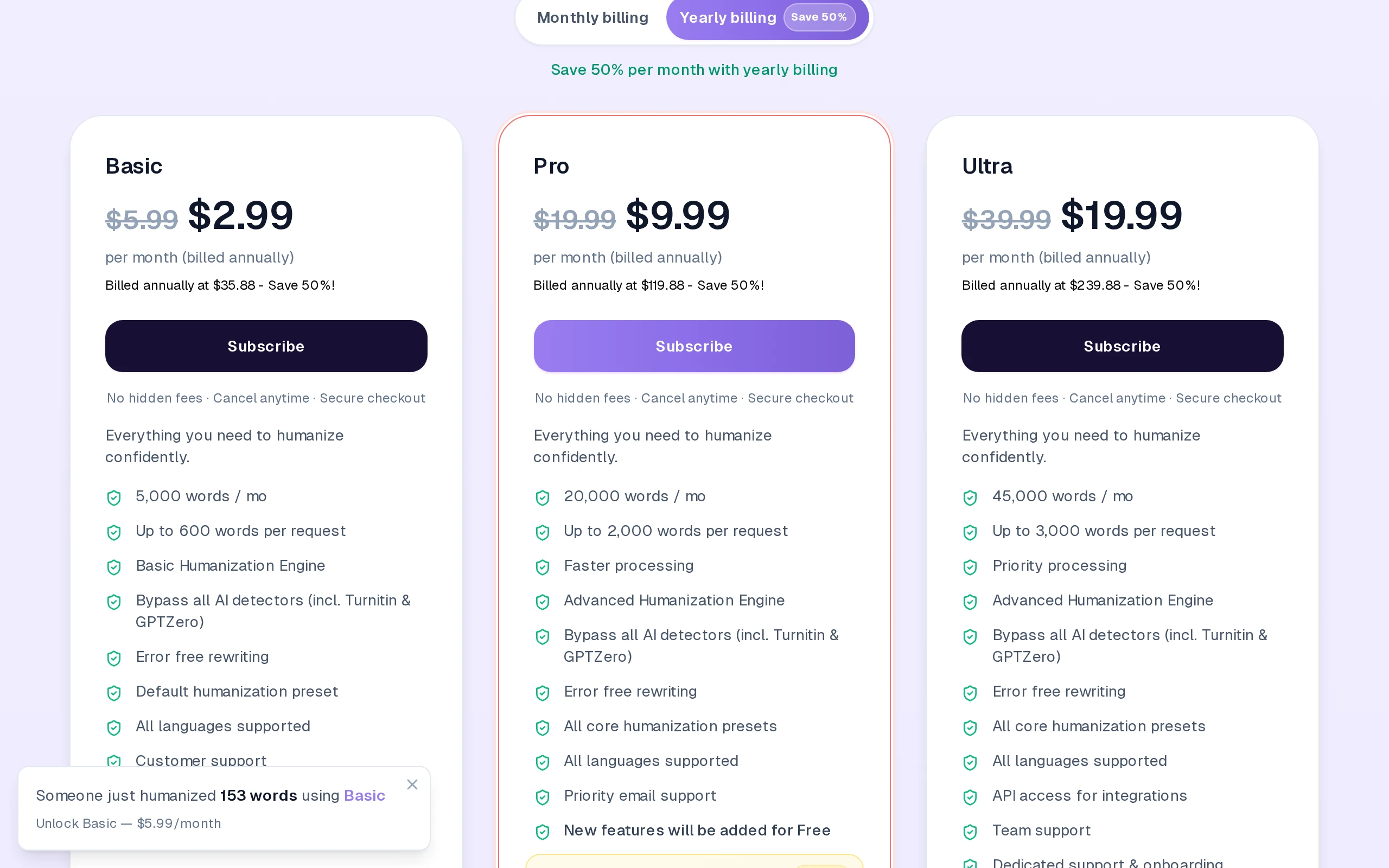 ClarityBubble features breakdown showing key capabilities