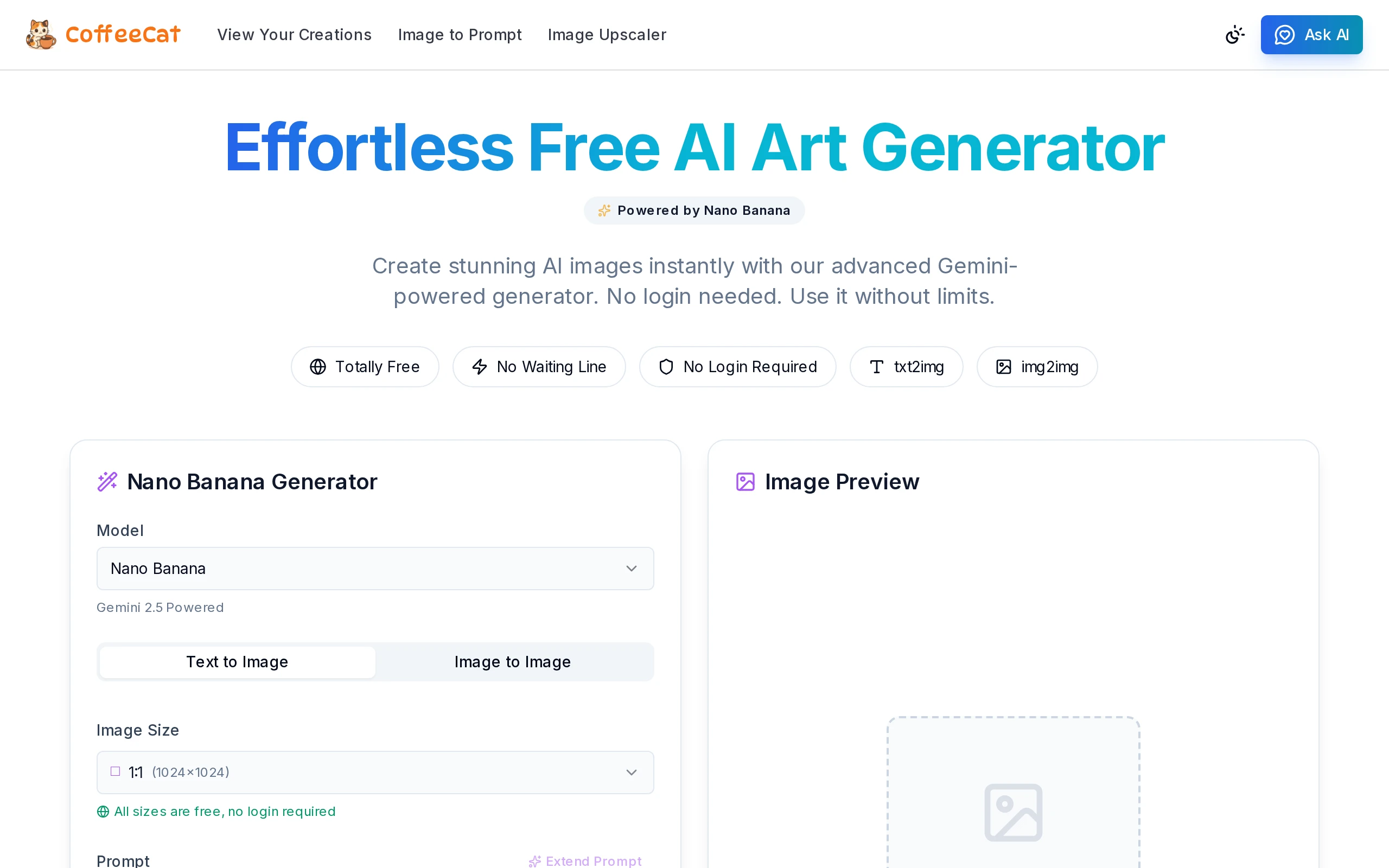 CoffeeCat AI pricing page showing free unlimited access