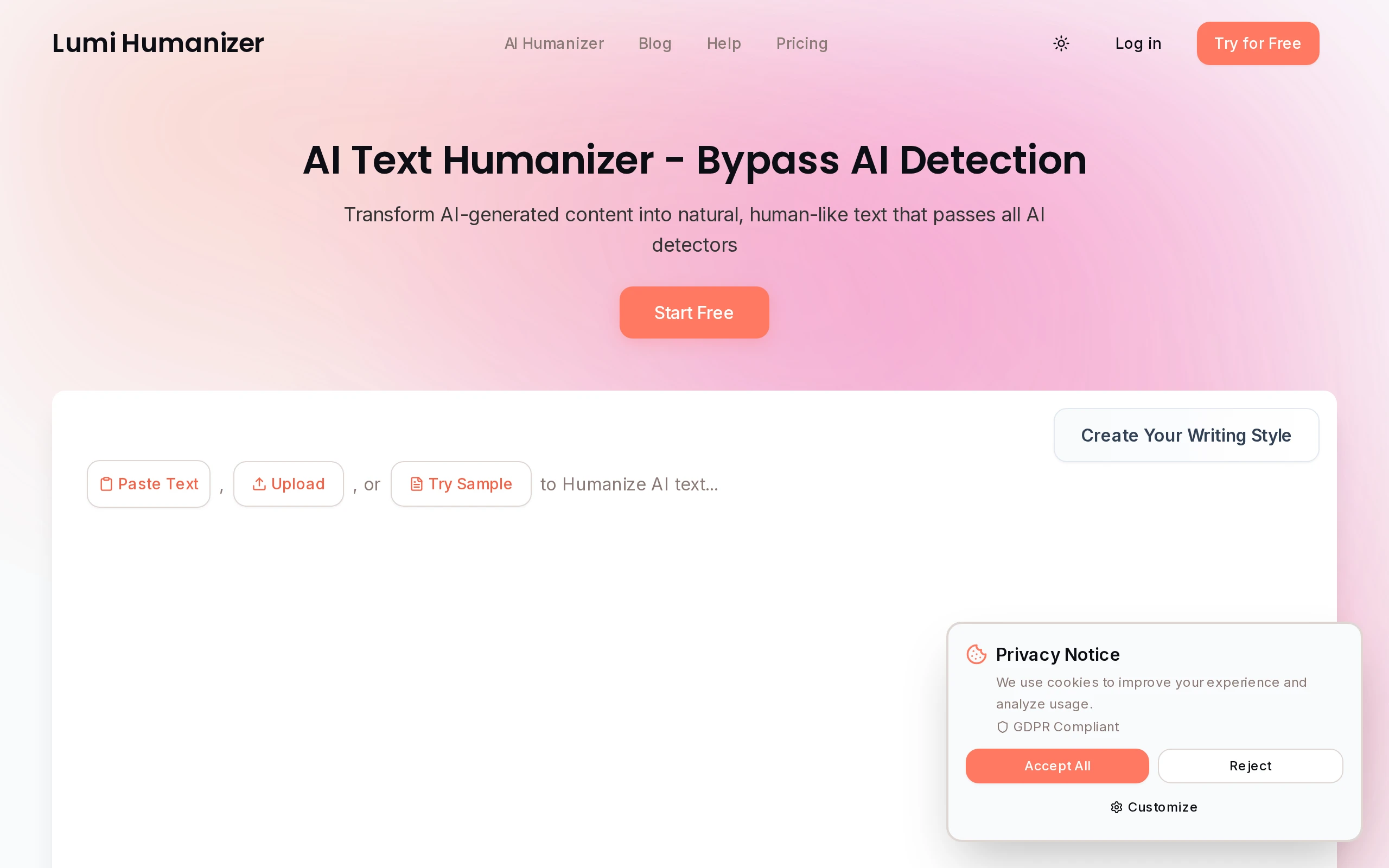 LumiHumanizer Homepage