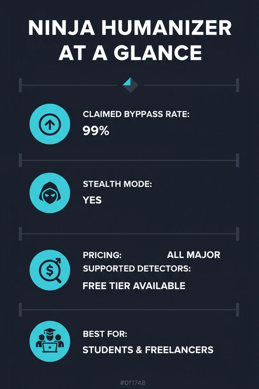 Ninja Humanizer review infographic with key stats