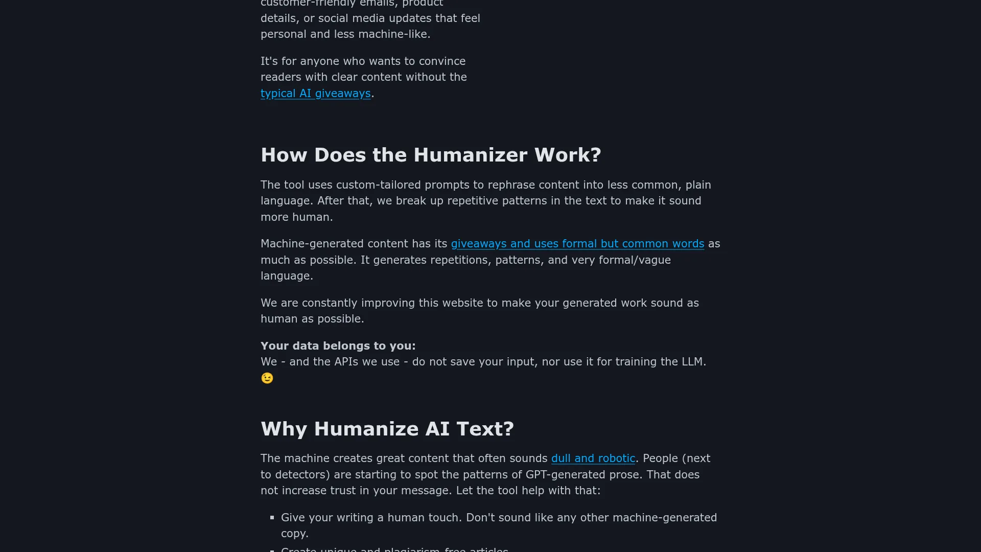 ai-text-humanizer Review - Features Screenshot