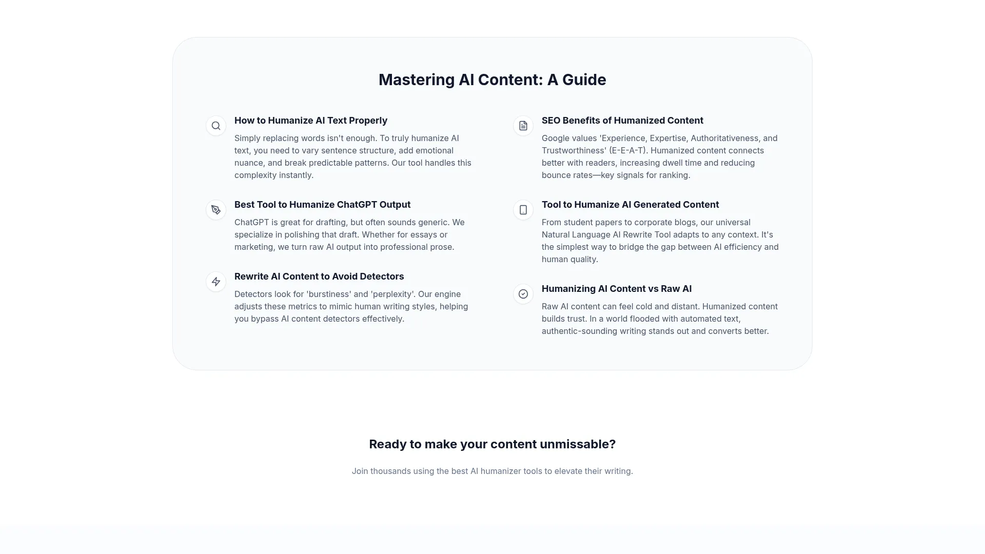 AITextToHuman Review - Features Screenshot