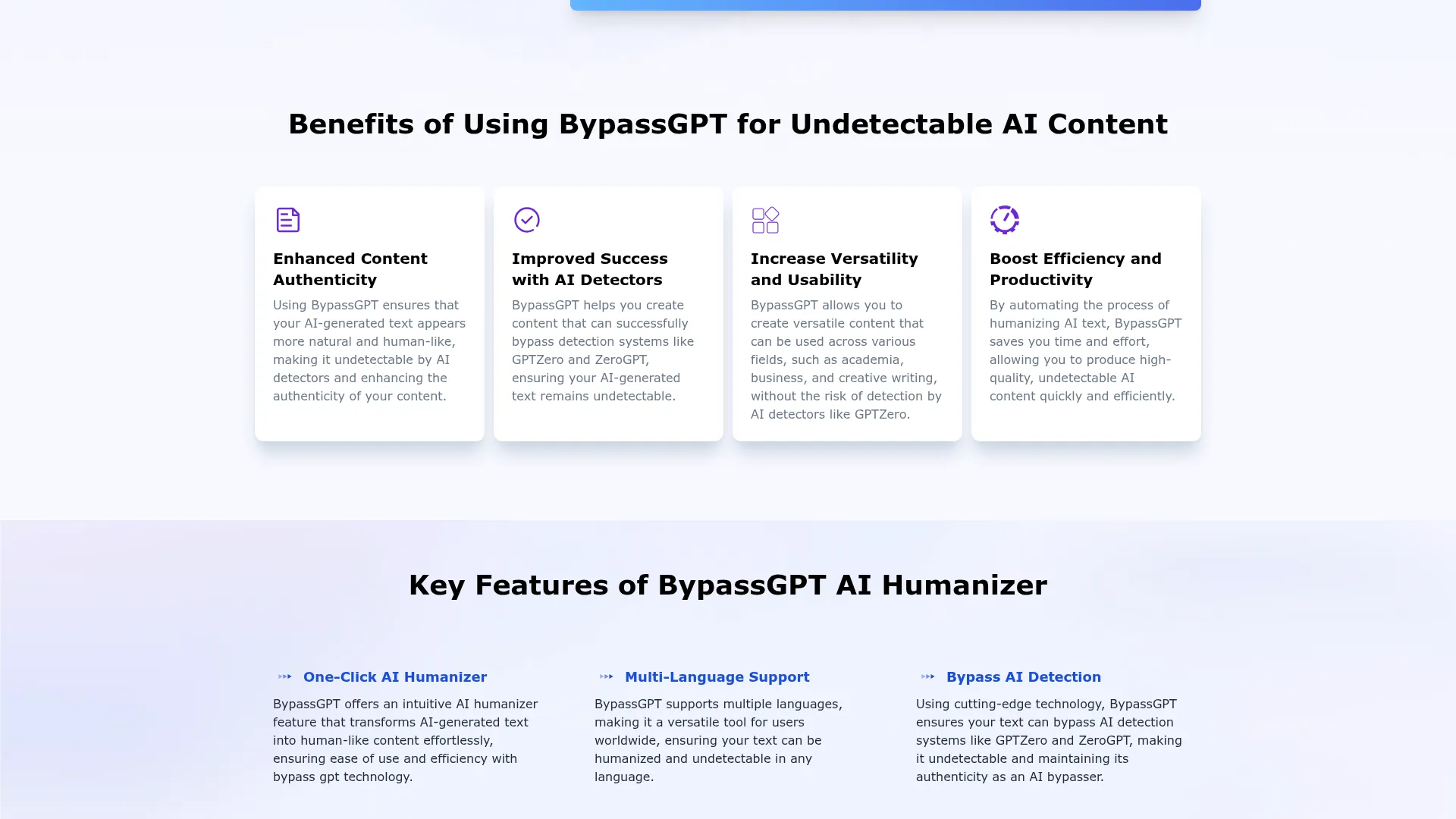 Bypassgpt Review - Features Screenshot