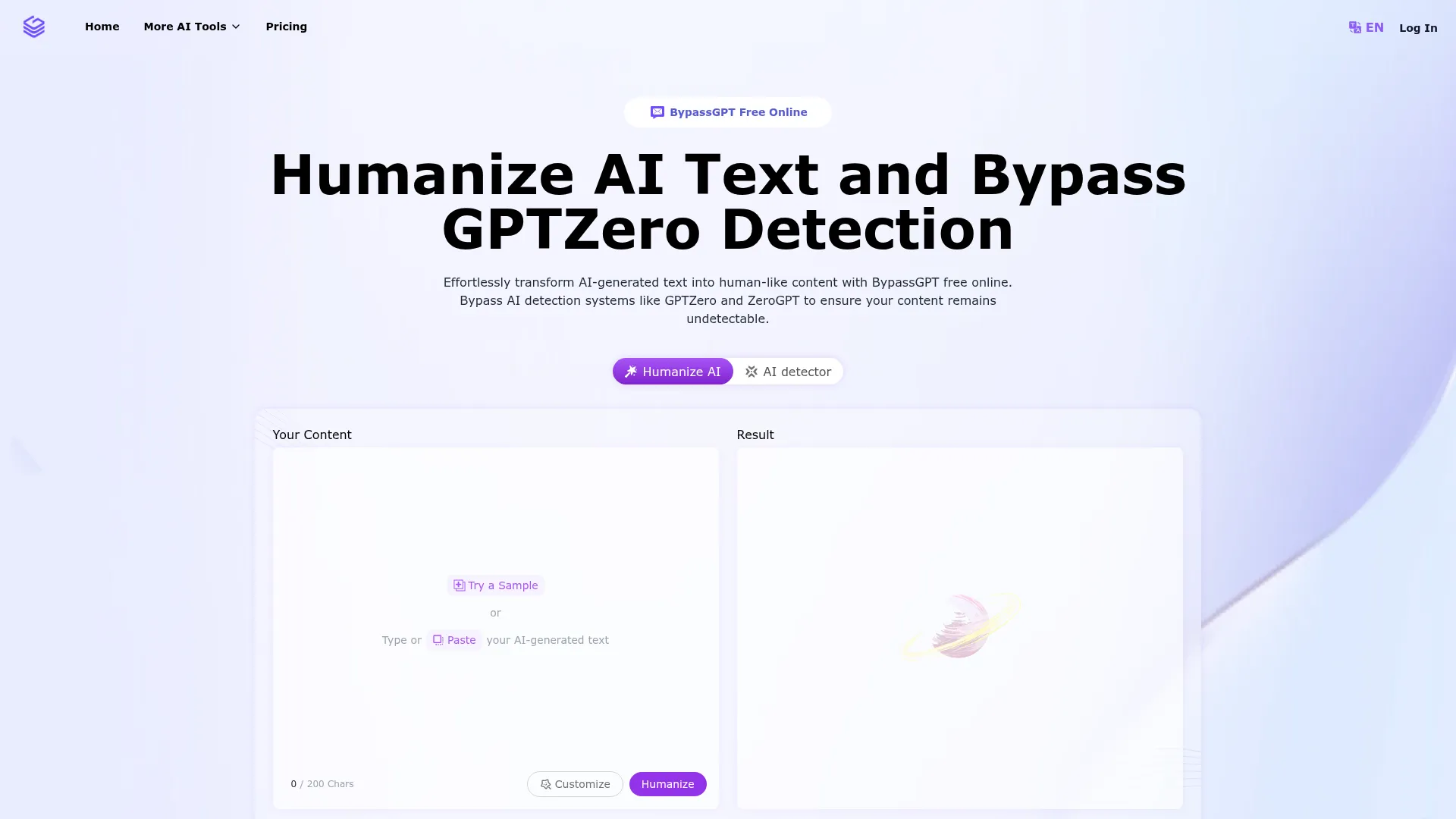 Bypassgpt Review - Homepage Screenshot
