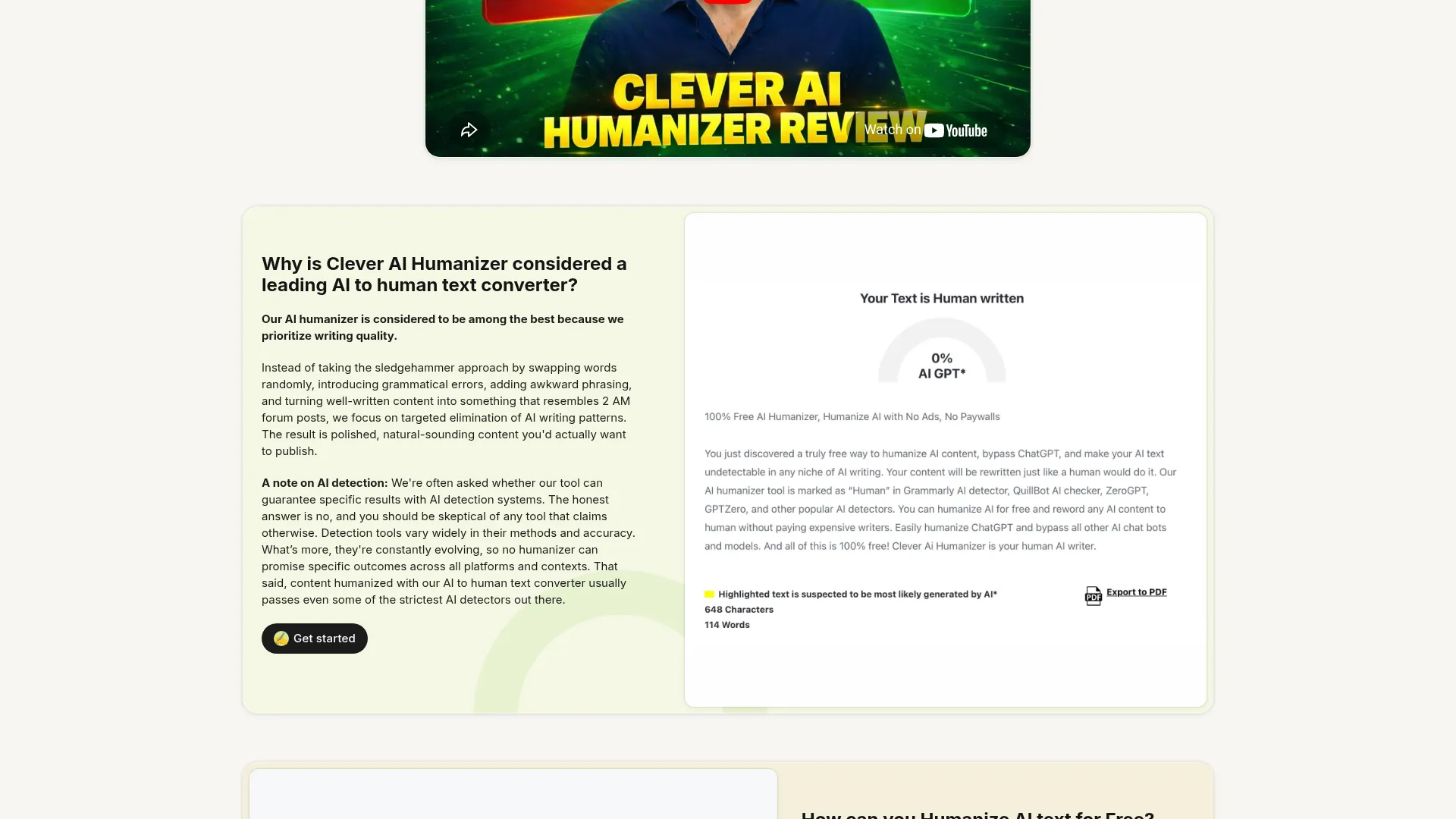 Clever AI Humanizer Review - Features Screenshot