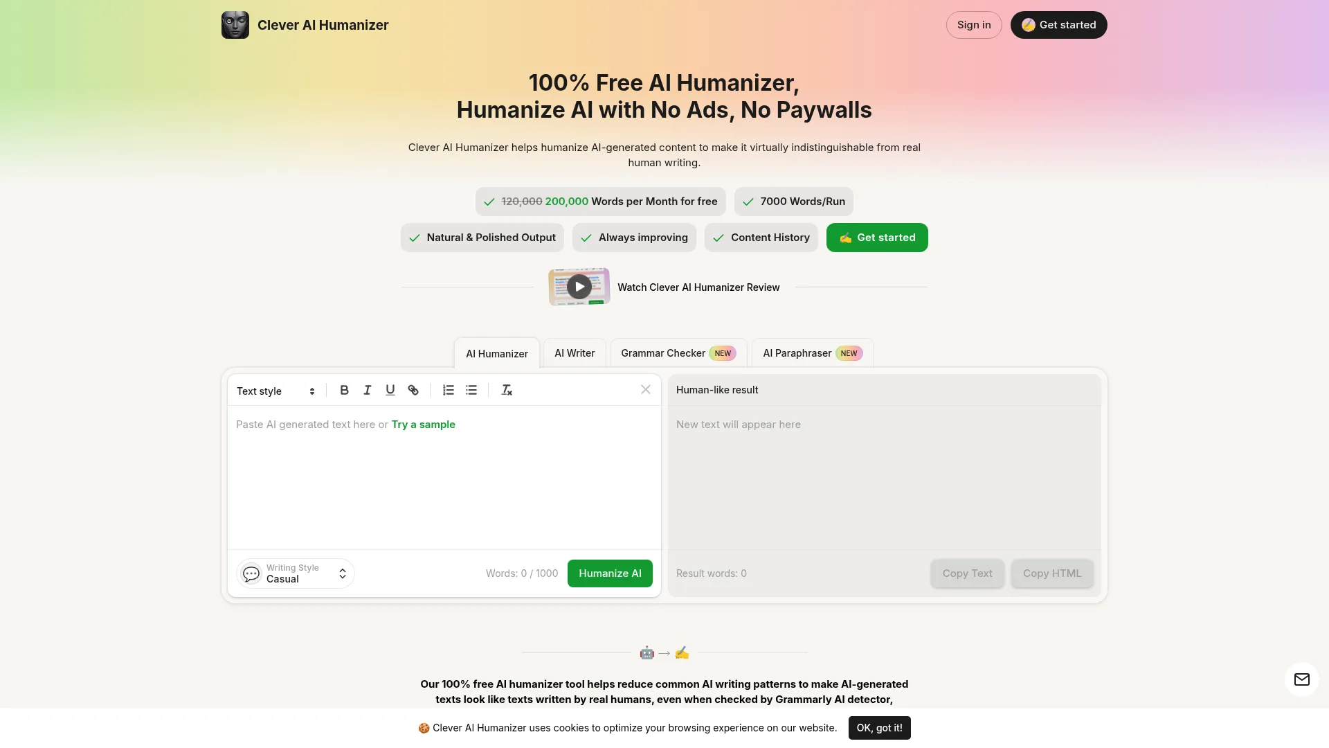 Clever AI Humanizer Review - Pricing Screenshot