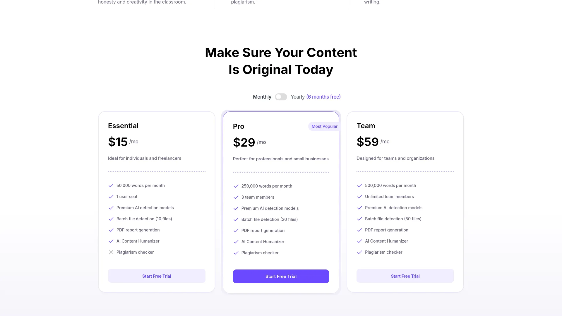 DetectGPT Review - Pricing Screenshot
