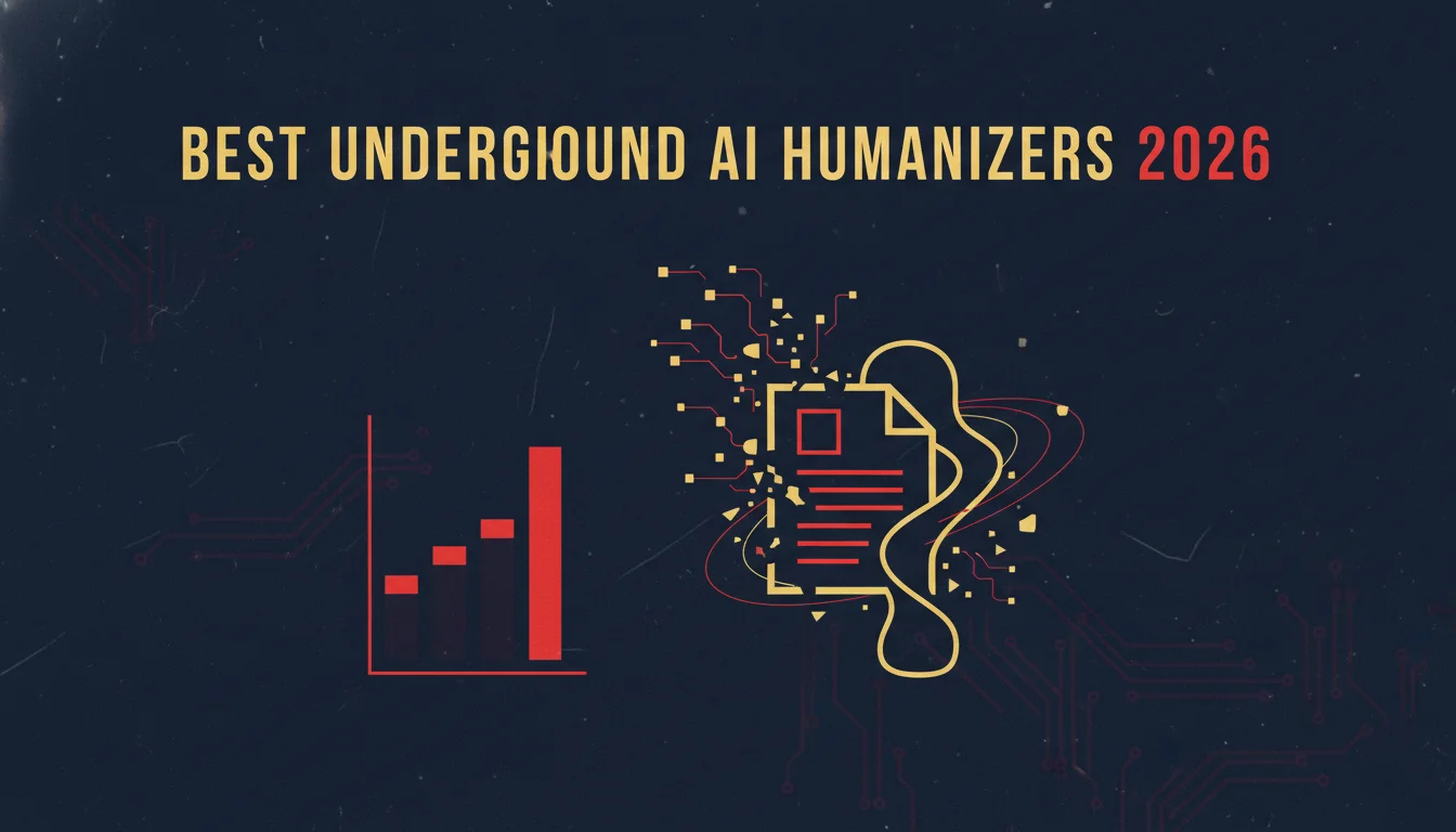 Best Underground AI Humanizers 2026 — 56 tools tracked and honestly compared. Detection Drama editorial illustration.