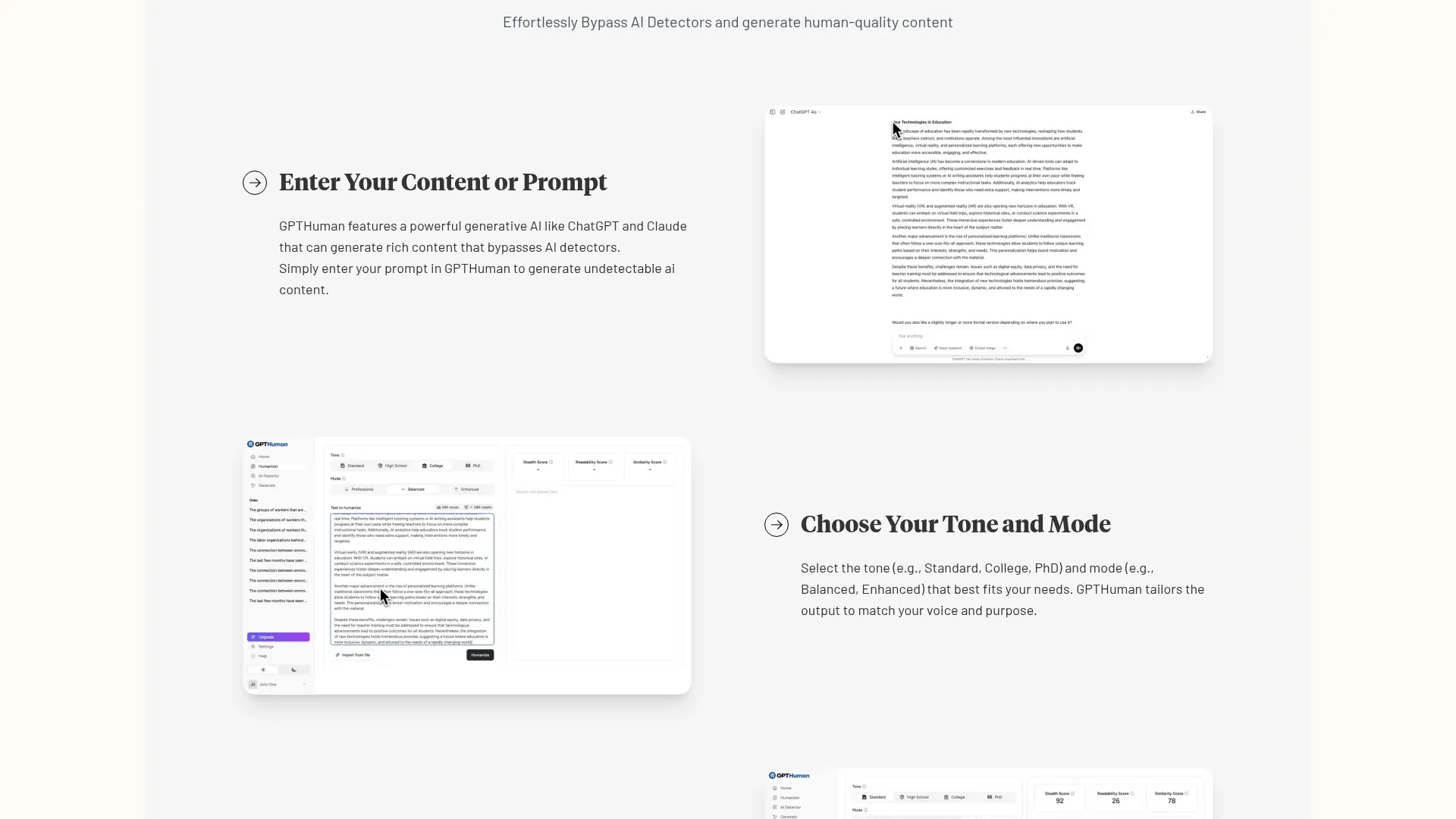 GPTHuman Review - Features Screenshot