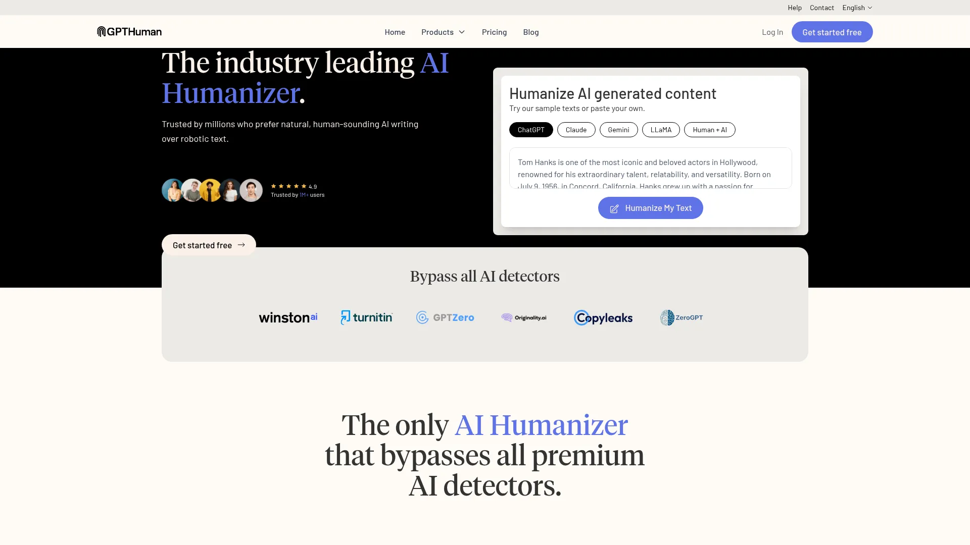 GPTHuman Review - Homepage Screenshot