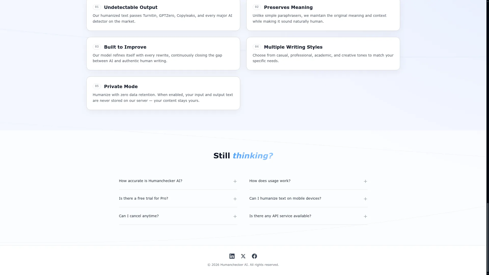 Humanchecker AI Review - Features Screenshot