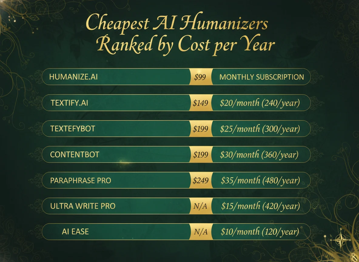 Cheapest AI humanizer plans ranked