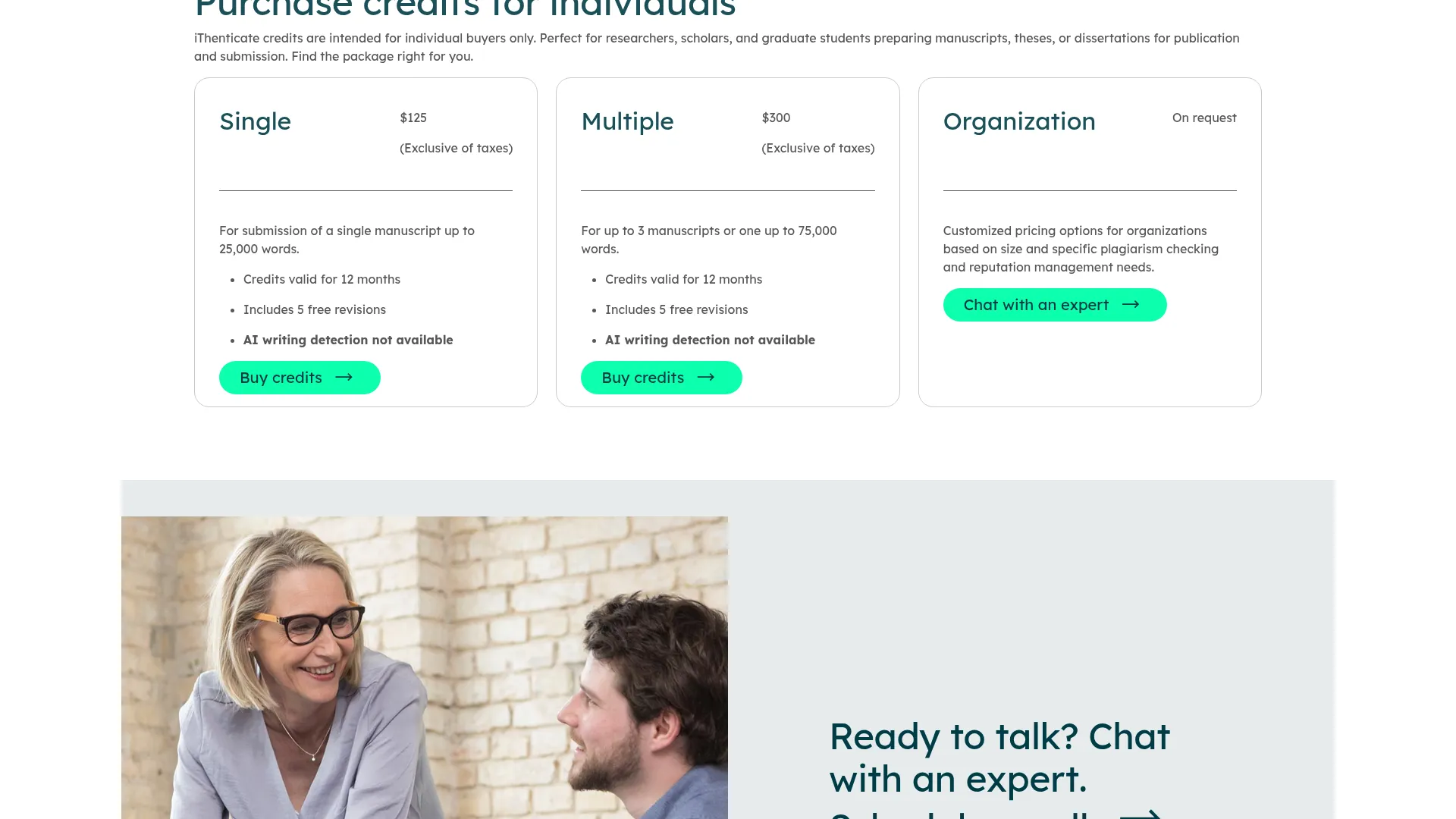 Ithenticate Review - Pricing Screenshot