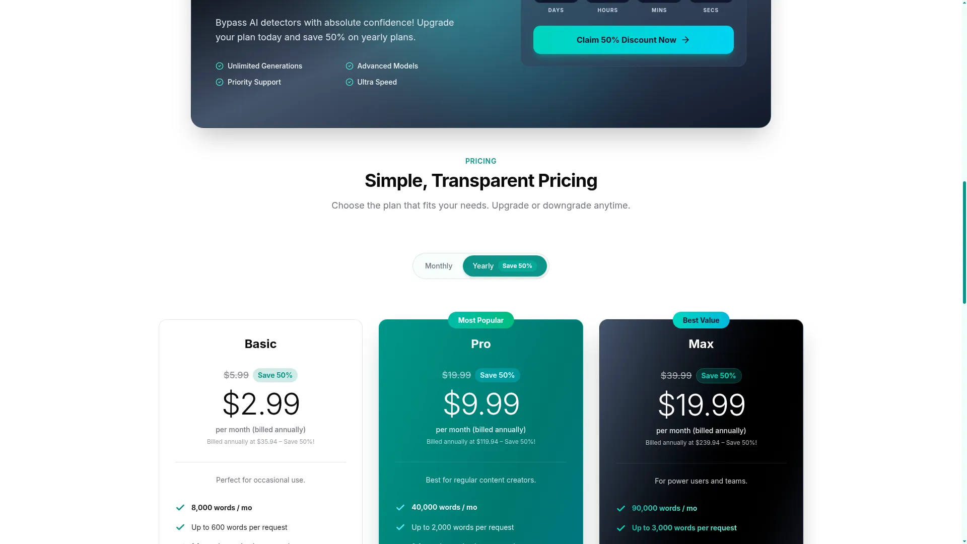 LucidWriter Review - Pricing Screenshot
