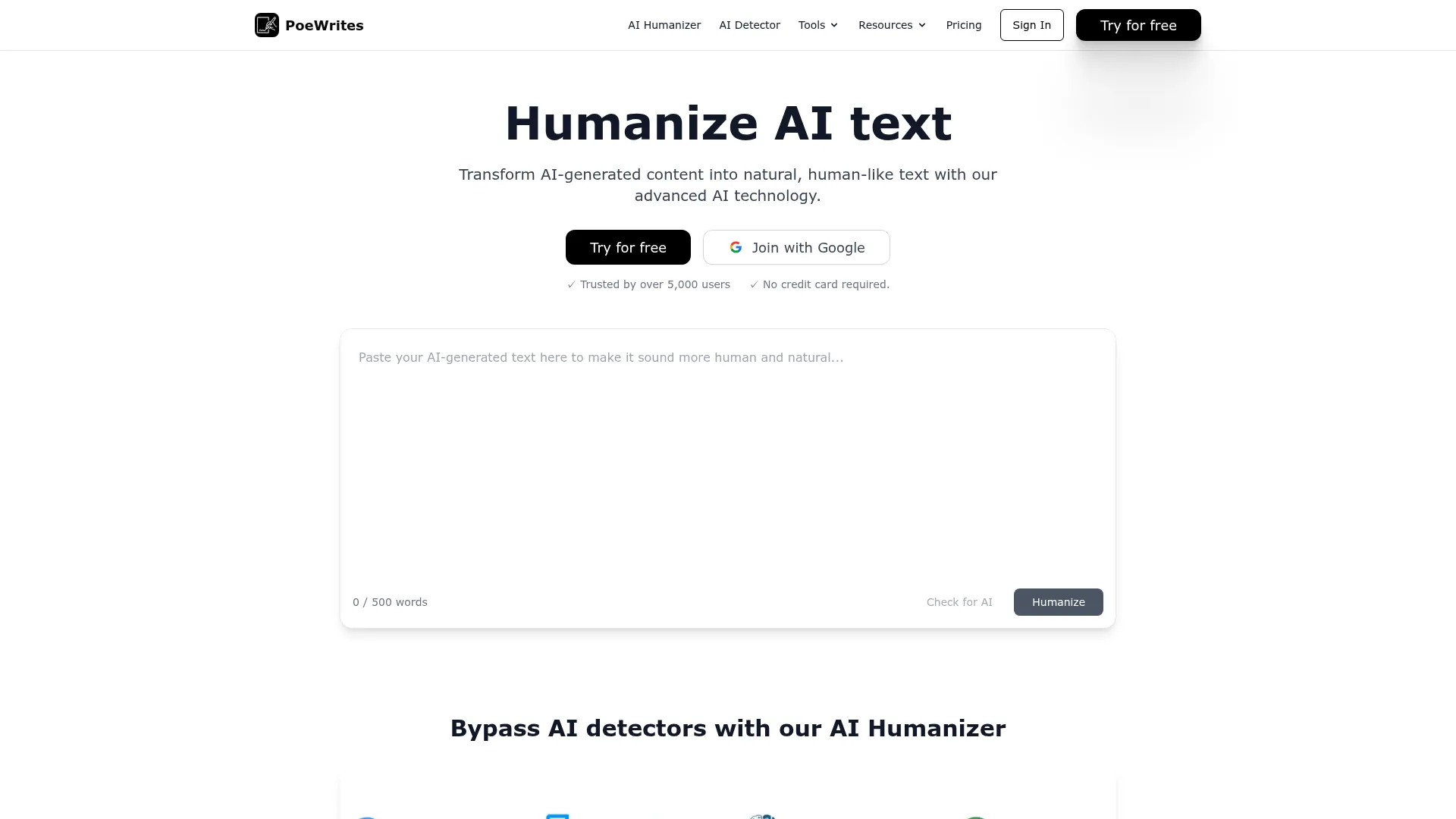 PoeWrites Review - Homepage Screenshot