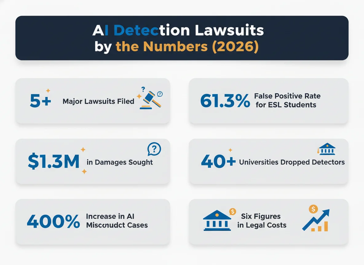 AI detection lawsuits key statistics infographic 2026