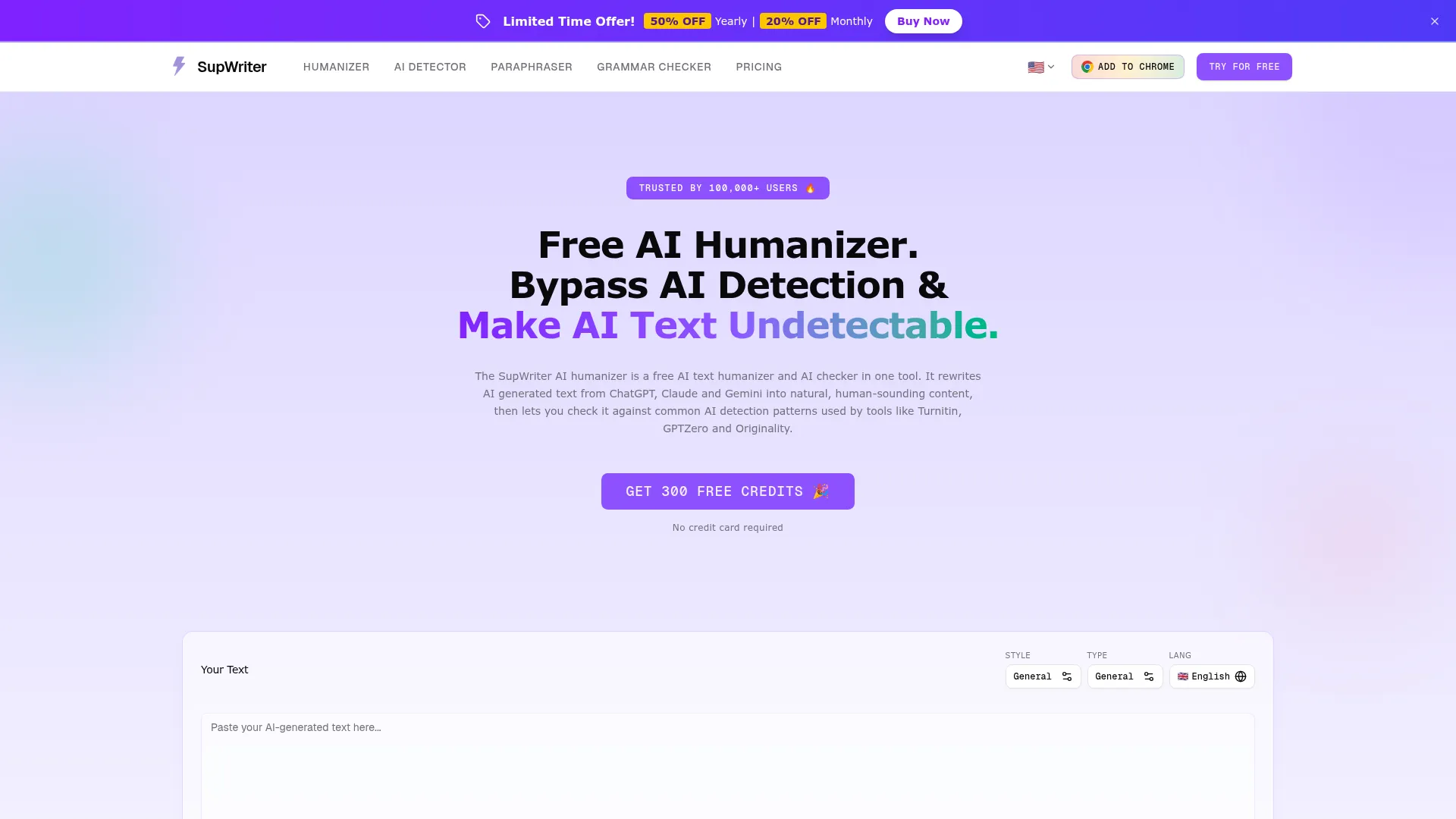 SupWriter Review - Homepage Screenshot