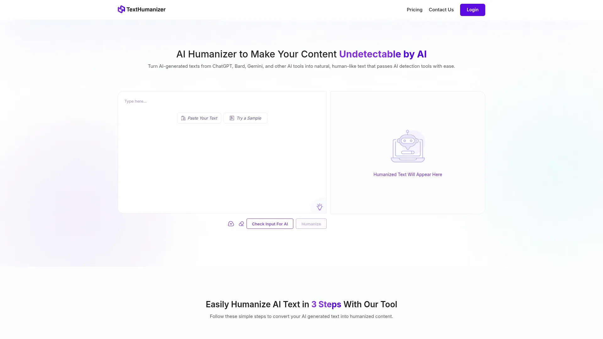 TextHumanizer Review - Homepage Screenshot