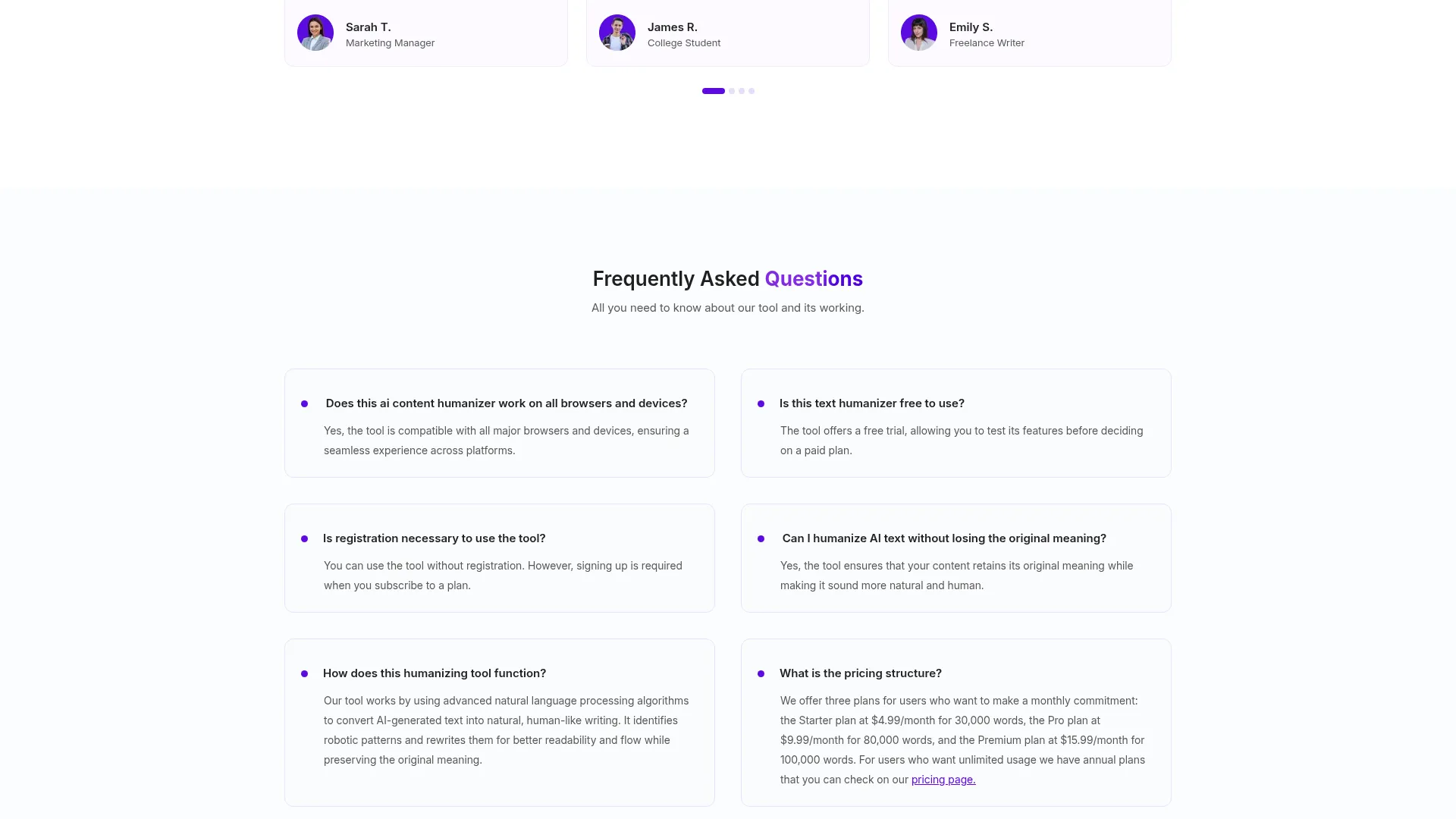TextHumanizer Review - Pricing Screenshot