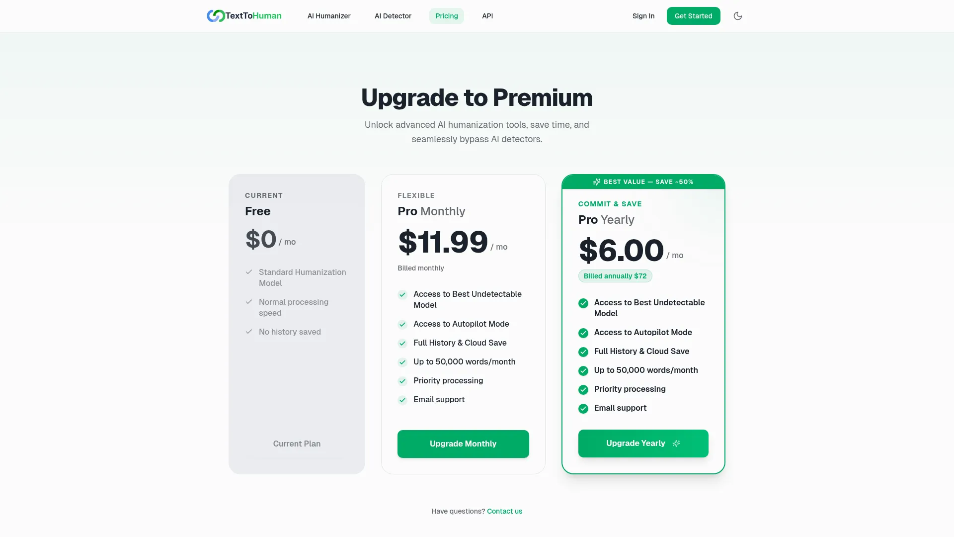 TextToHuman Review - Pricing Screenshot