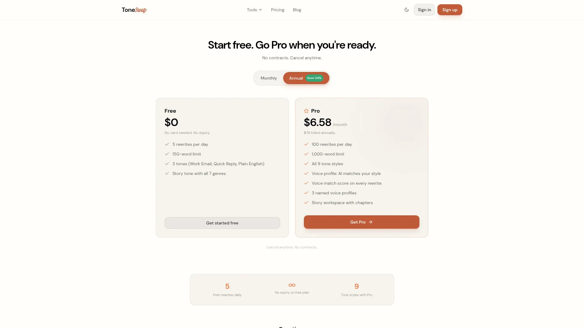 ToneSwap Review - Pricing Screenshot