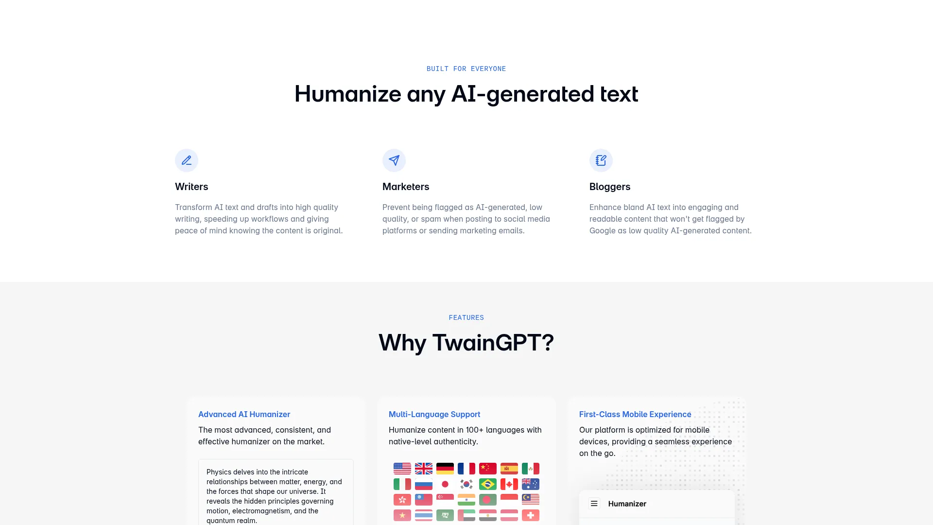 TwainGPT Review - Features Screenshot