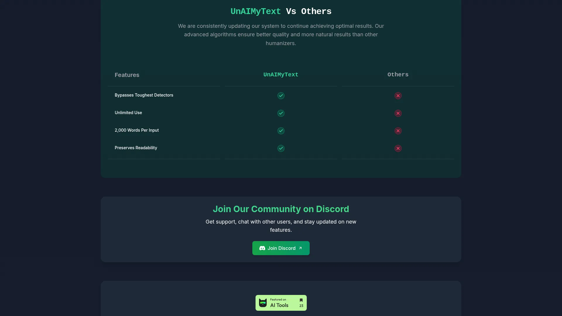 UnAIMyText Review - Features Screenshot