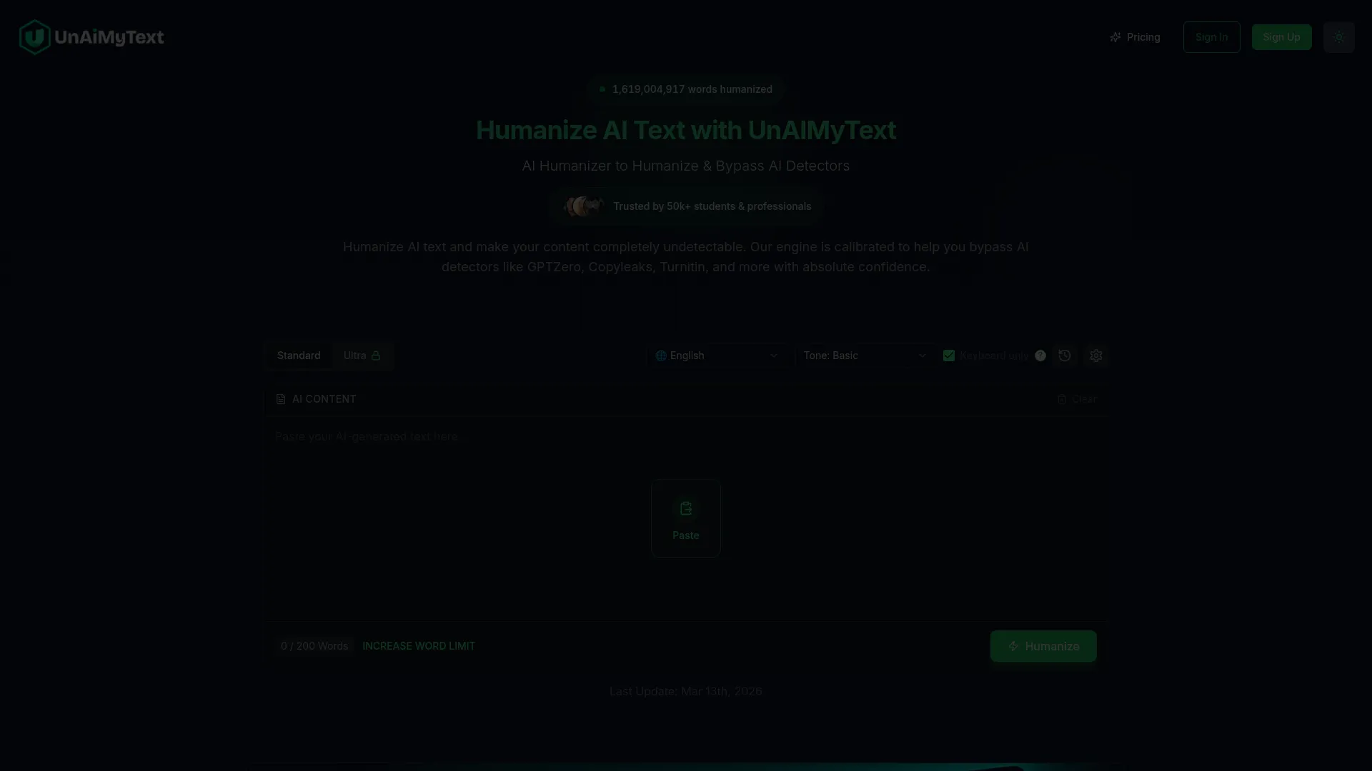 UnAIMyText Review - Pricing Screenshot