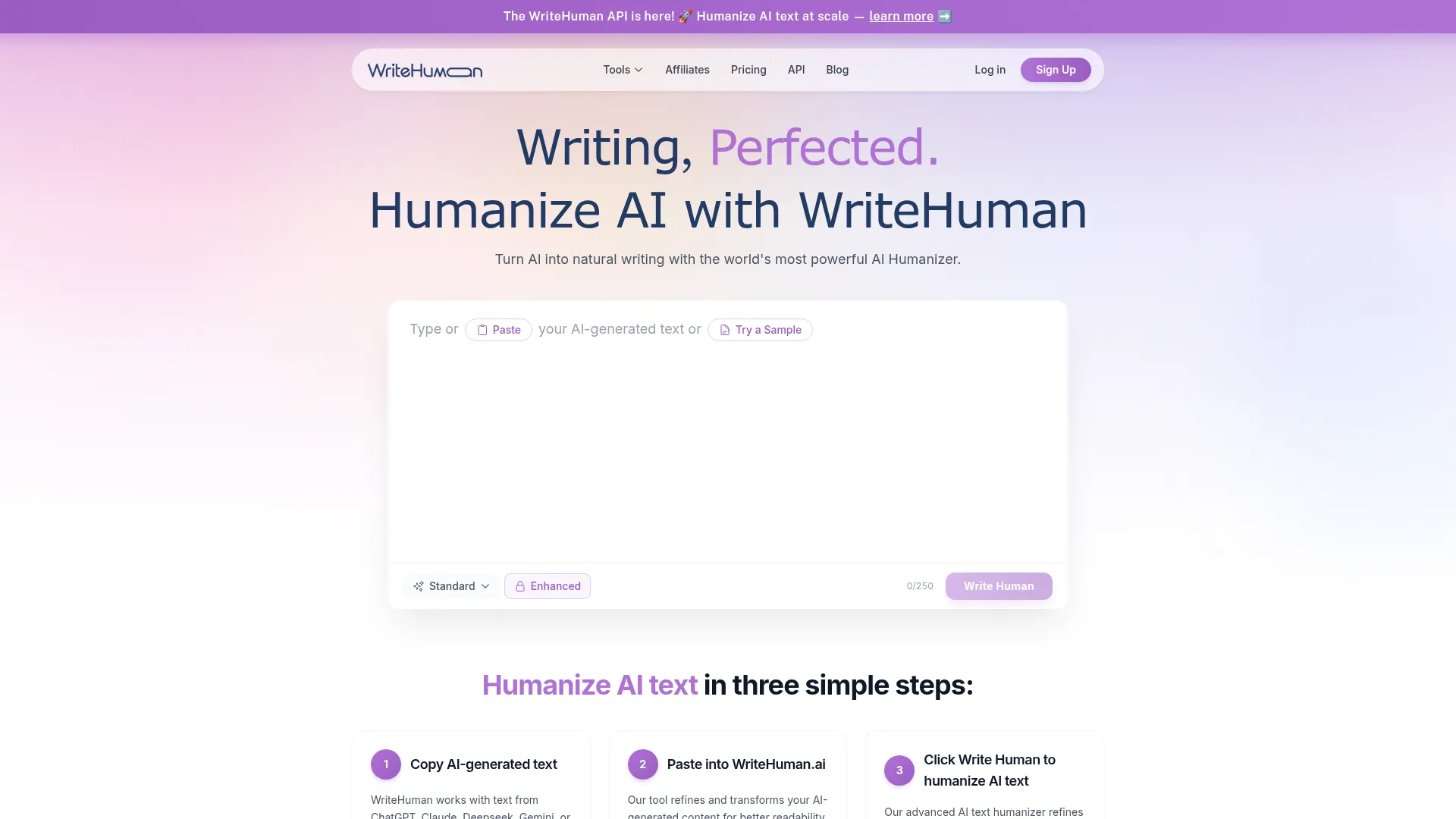 Writehuman Review - Homepage Screenshot