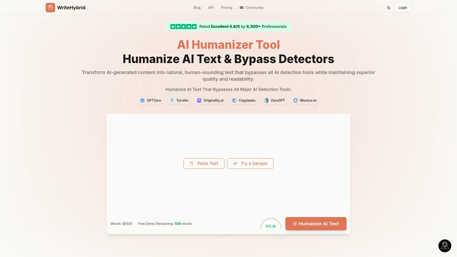 WriteHybrid Review - Homepage Screenshot
