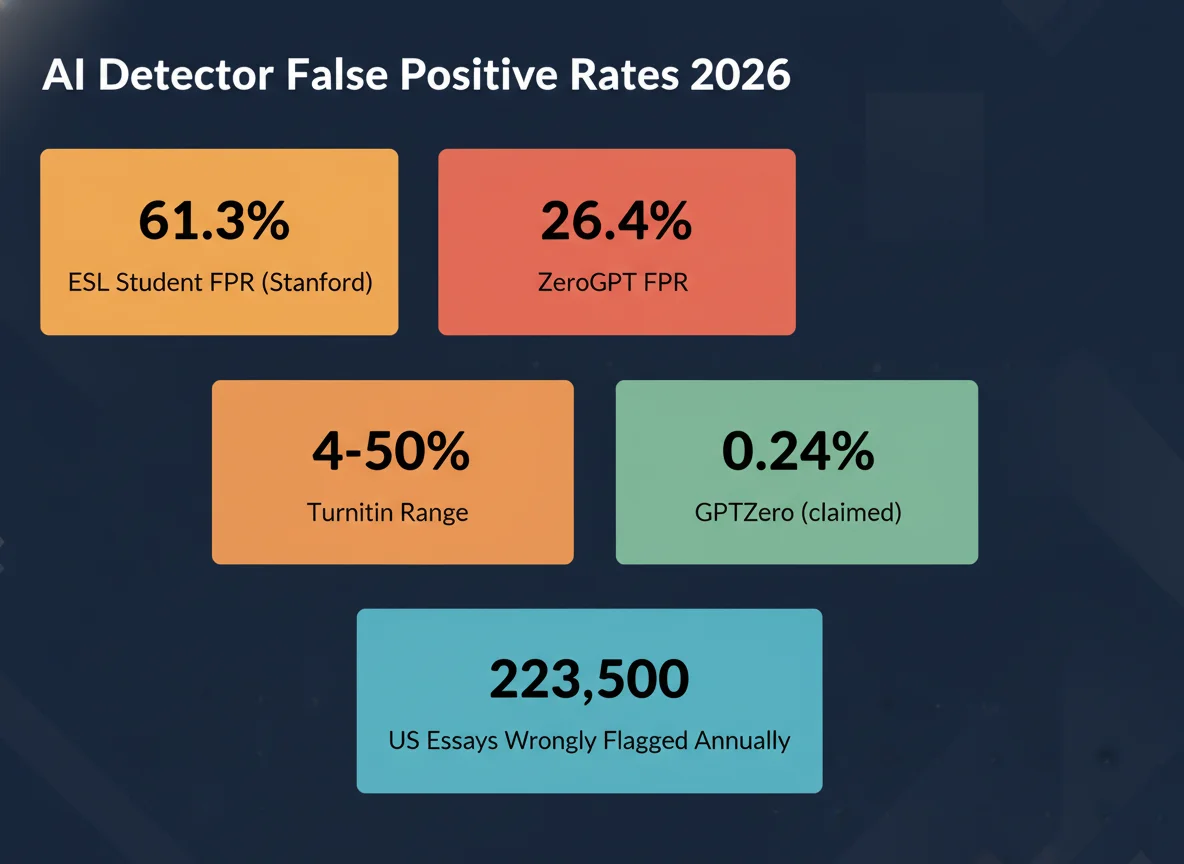 AI Detector False Positive Rates 2026 — Key Statistics