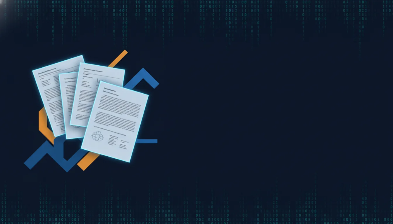AI generated research papers 2026 statistics dark hero showing academic paper stack with binary code overlay
