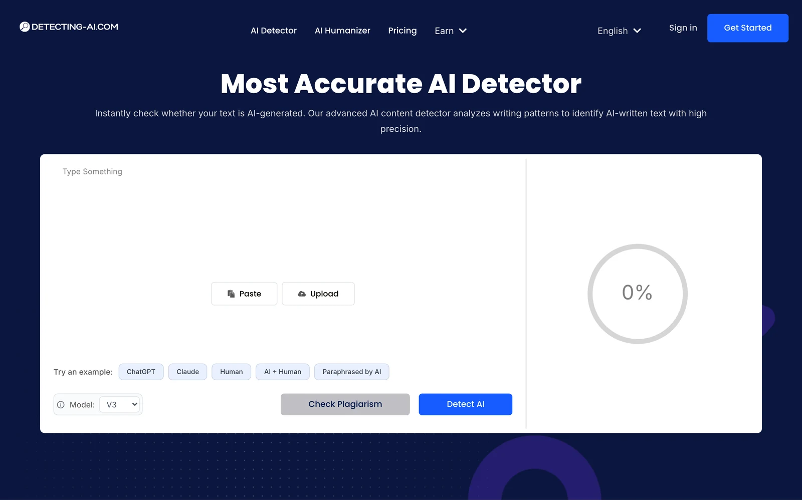 Detecting-AI Review - Homepage Screenshot