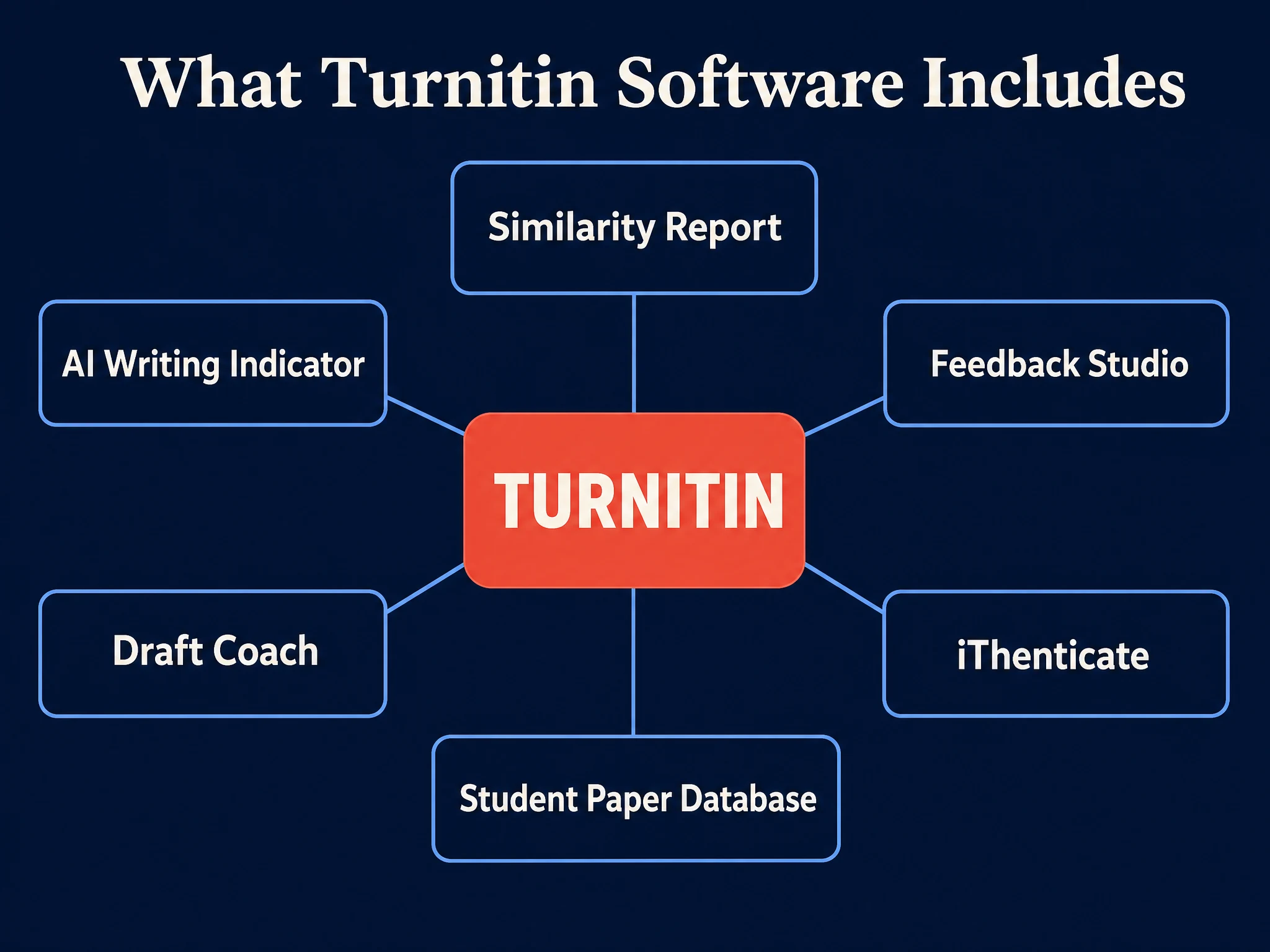 What Turnitin software includes - concept map