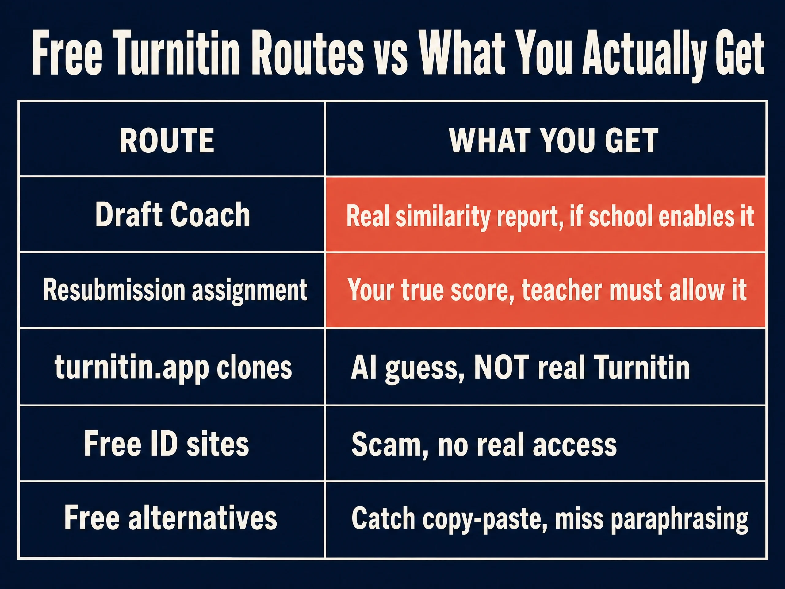 Free Turnitin routes vs what you actually get