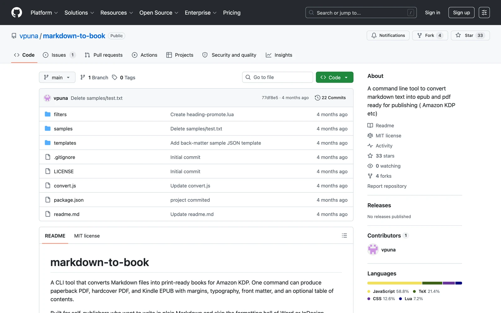 markdown-to-book Review - Homepage Screenshot