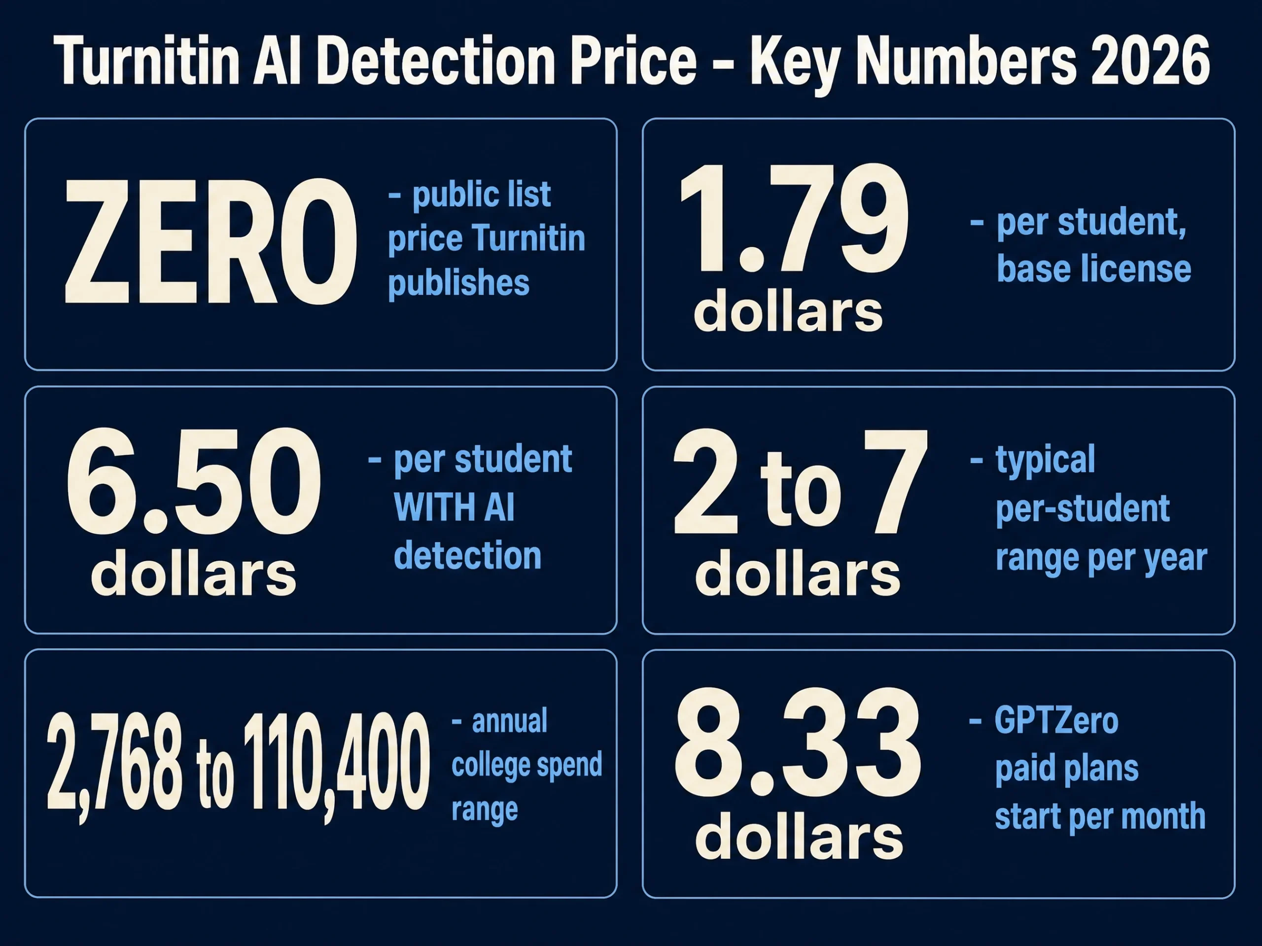 Turnitin AI detection price key numbers 2026