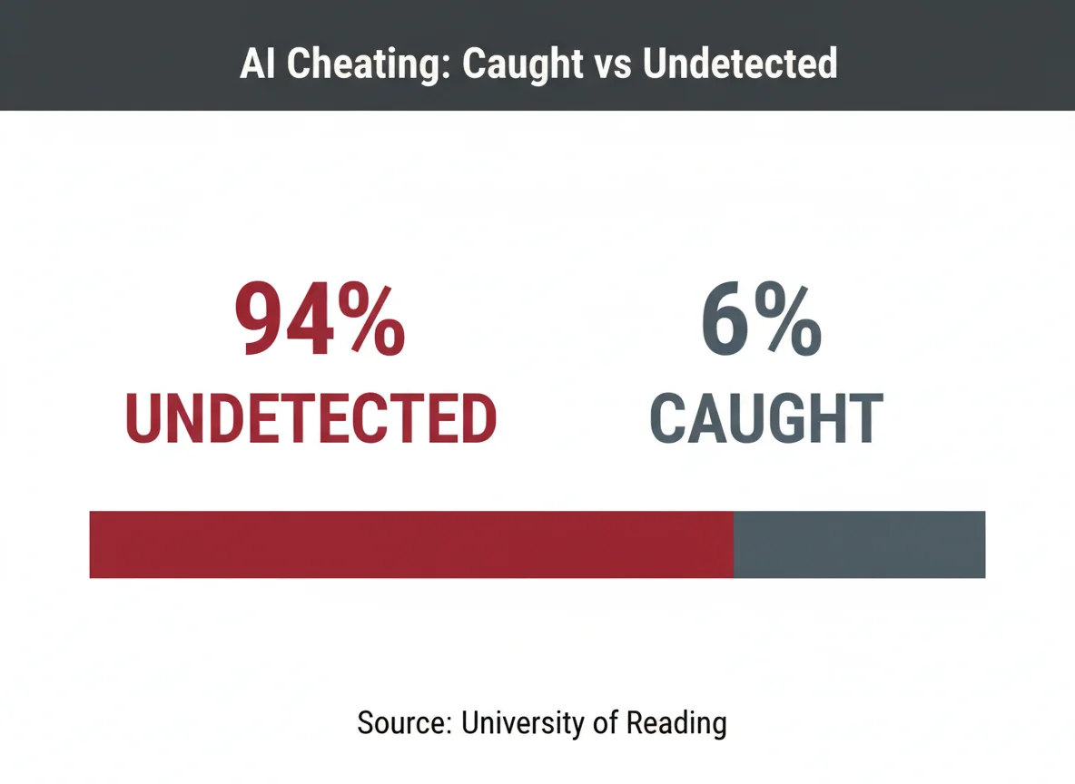 Infographic: AI cheating caught versus undetected statistics 2026