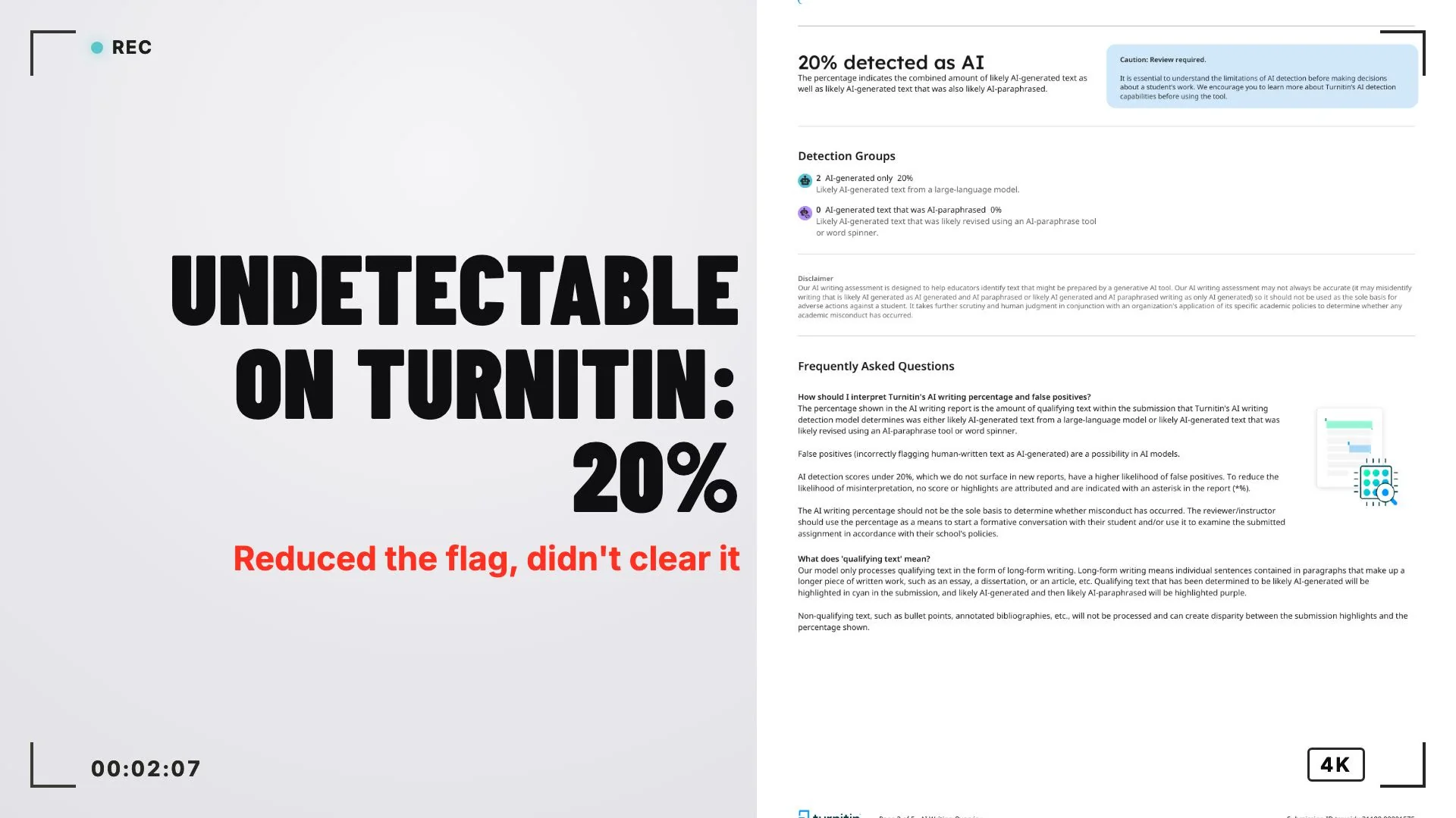 Undetectable AI output still detected 20% AI on Turnitin