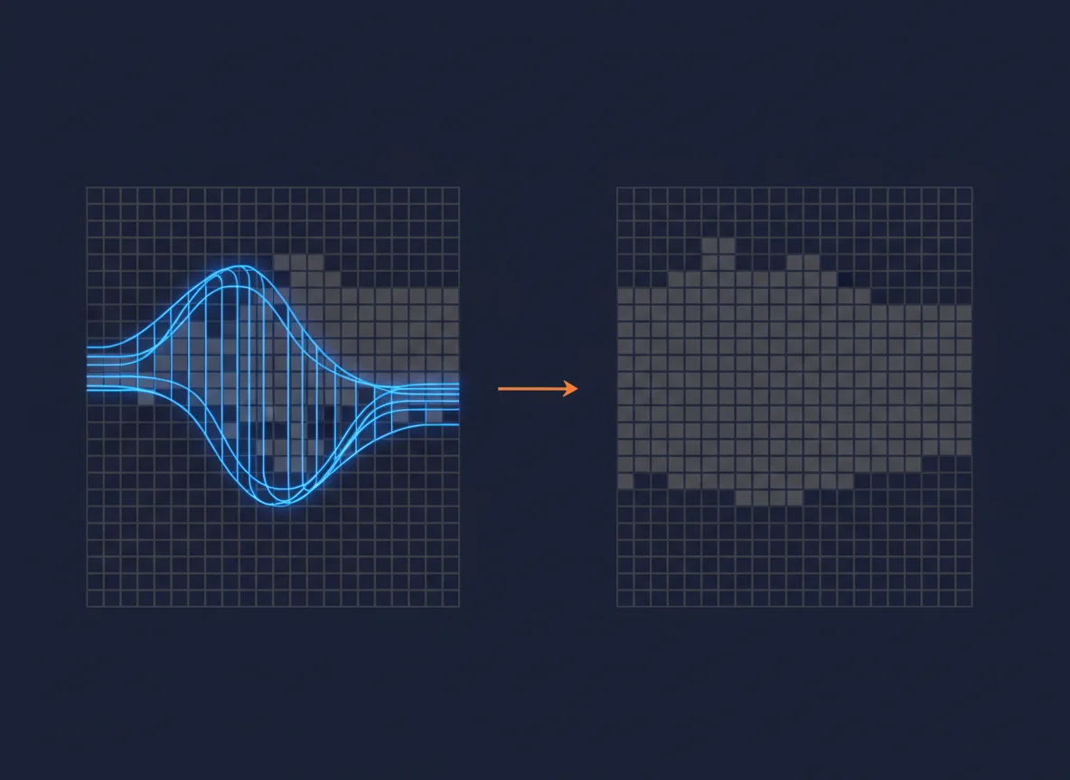 Illustration of an AI text watermark signal disappearing after the text is rewritten