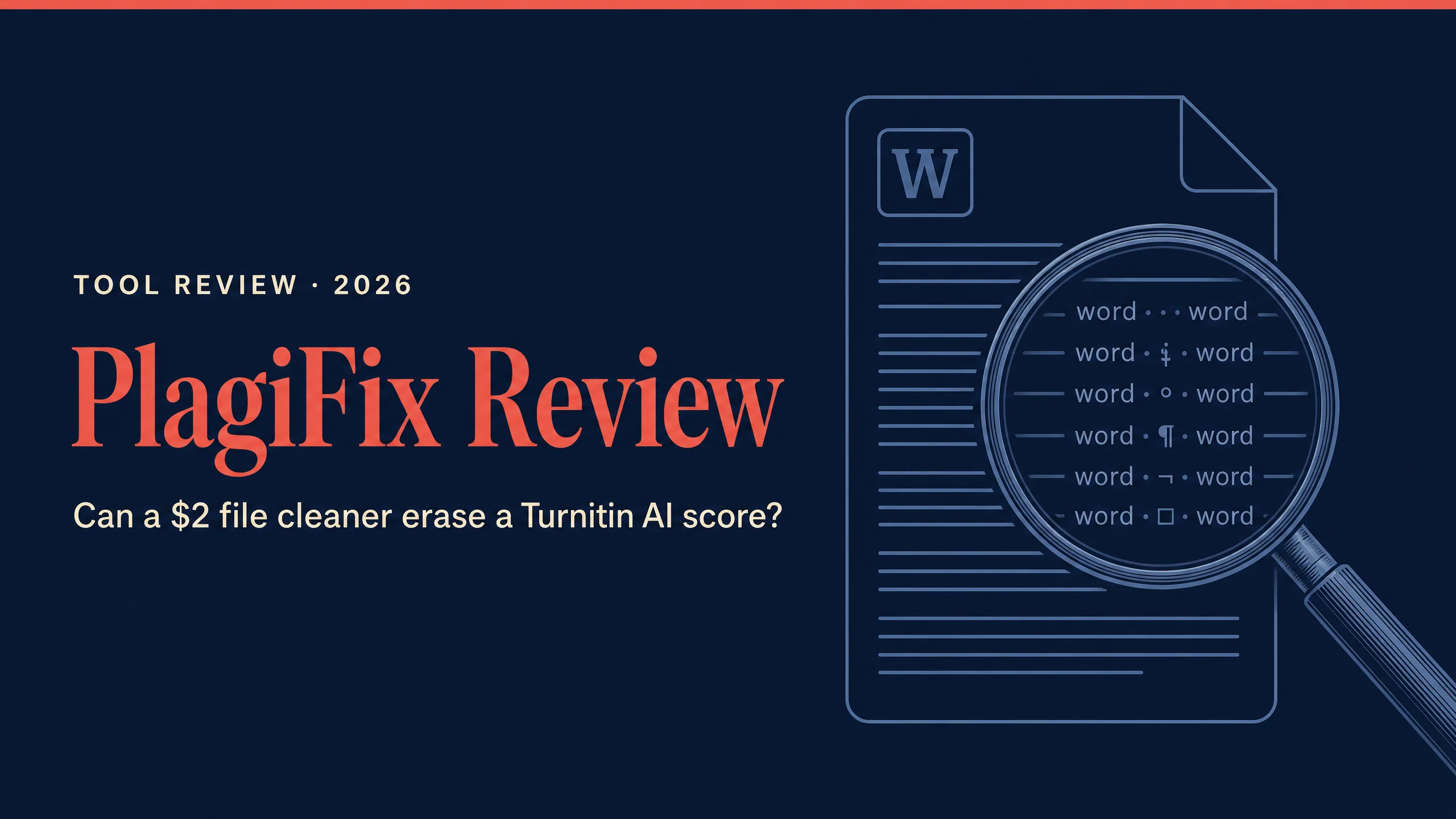 PlagiFix review 2026 hero: can a $2 file cleaner erase a Turnitin AI score